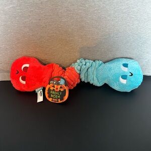 NWT Ghouly Worm Squeaker Bungee Tug-O-War Bark Box Pull Dog Toy Size L Large